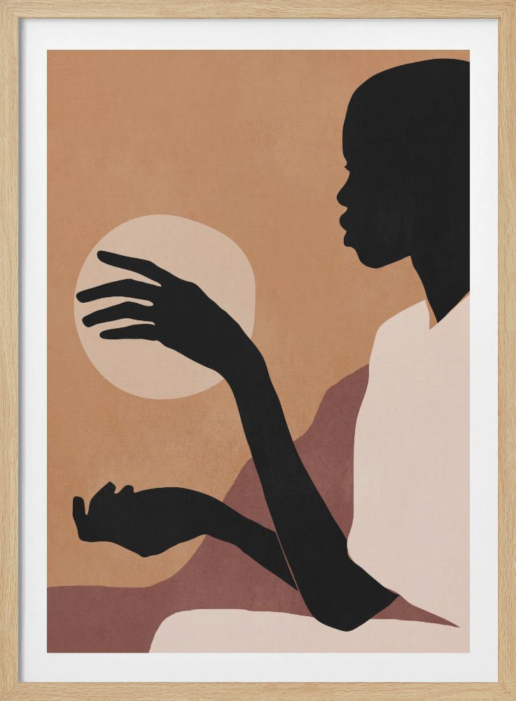 Minimalistisch abstract kunst zonsondergang meisje | Poster