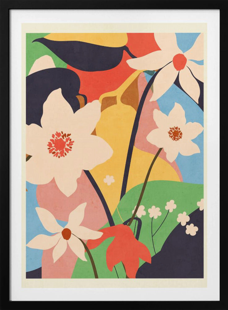 Abstracte kunst landschap bloemen | Poster