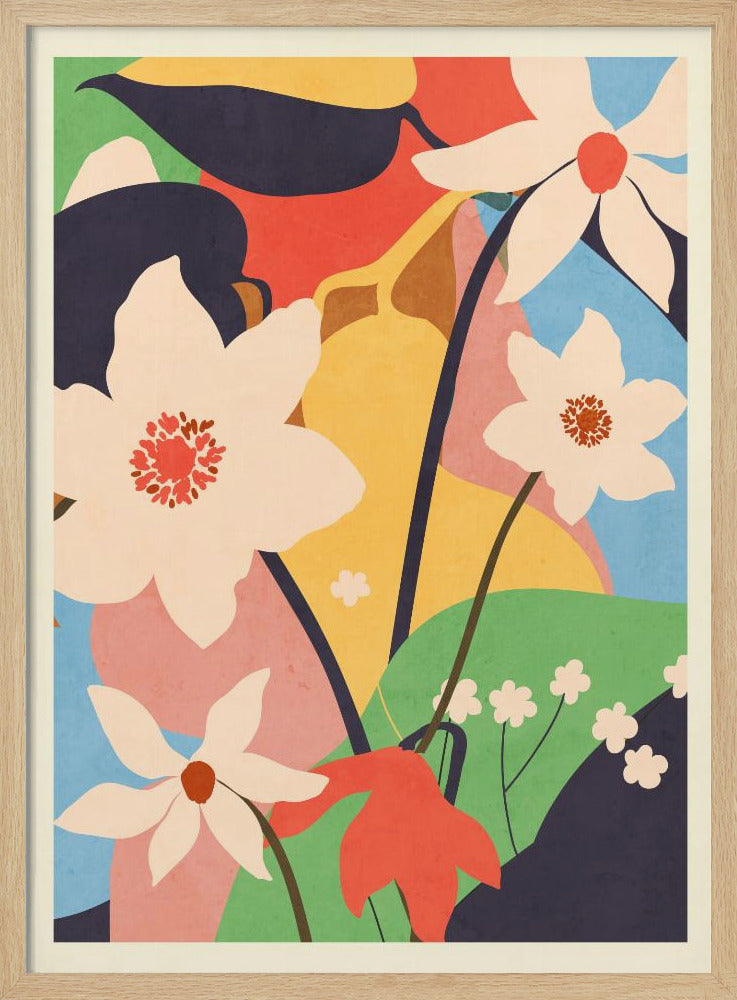 Abstracte kunst landschap bloemen | Poster