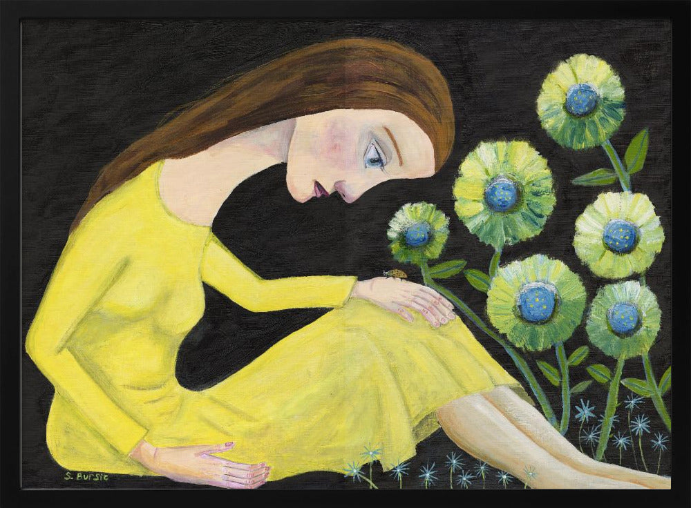 Dame in de tuin met lieveheersbeestje | Poster