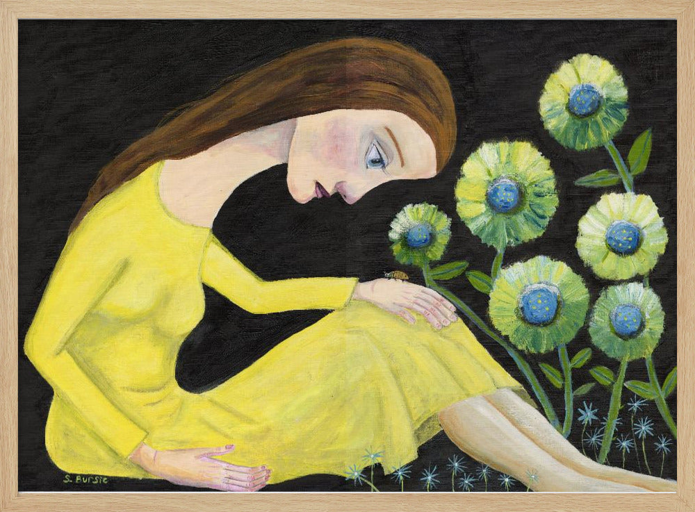 Dame in de tuin met lieveheersbeestje | Poster