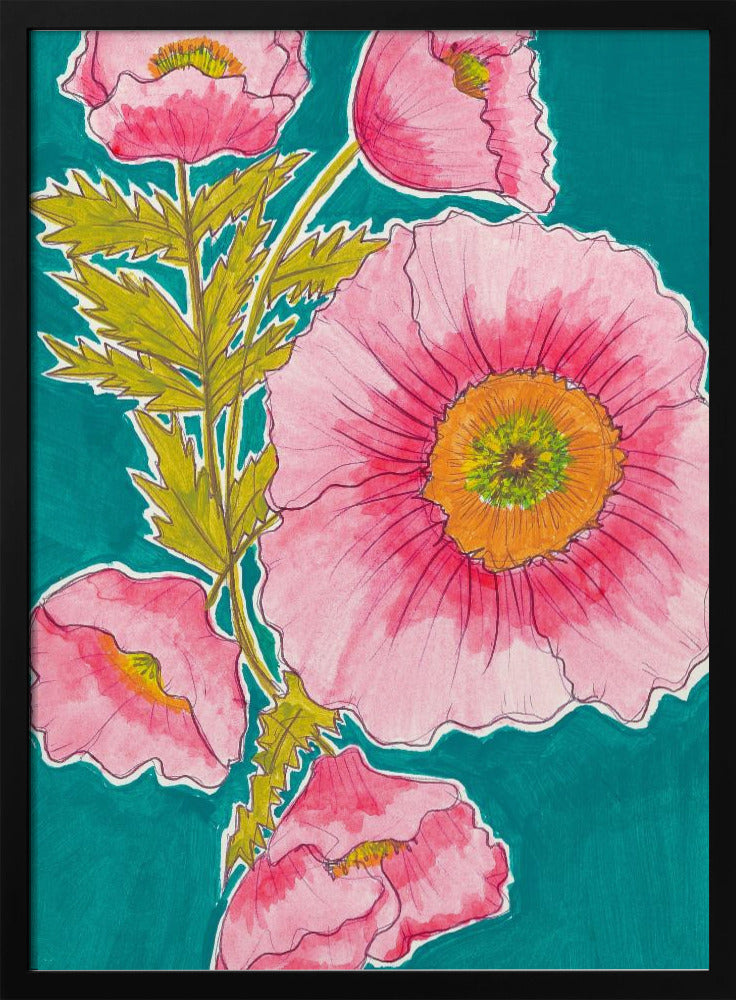 Watercolor Floral in Pink and Green by Alyssa Hamilton Art | Poster