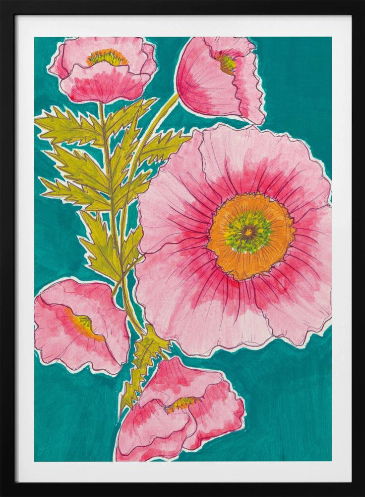 Watercolor Floral in Pink and Green by Alyssa Hamilton Art | Poster