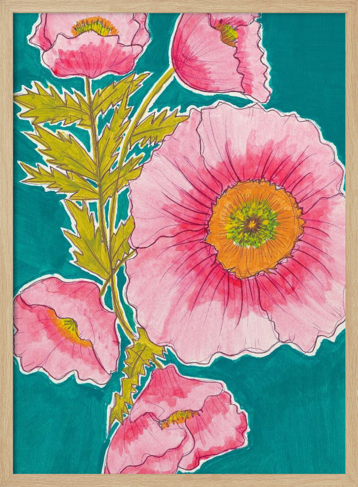 Watercolor Floral in Pink and Green by Alyssa Hamilton Art | Poster