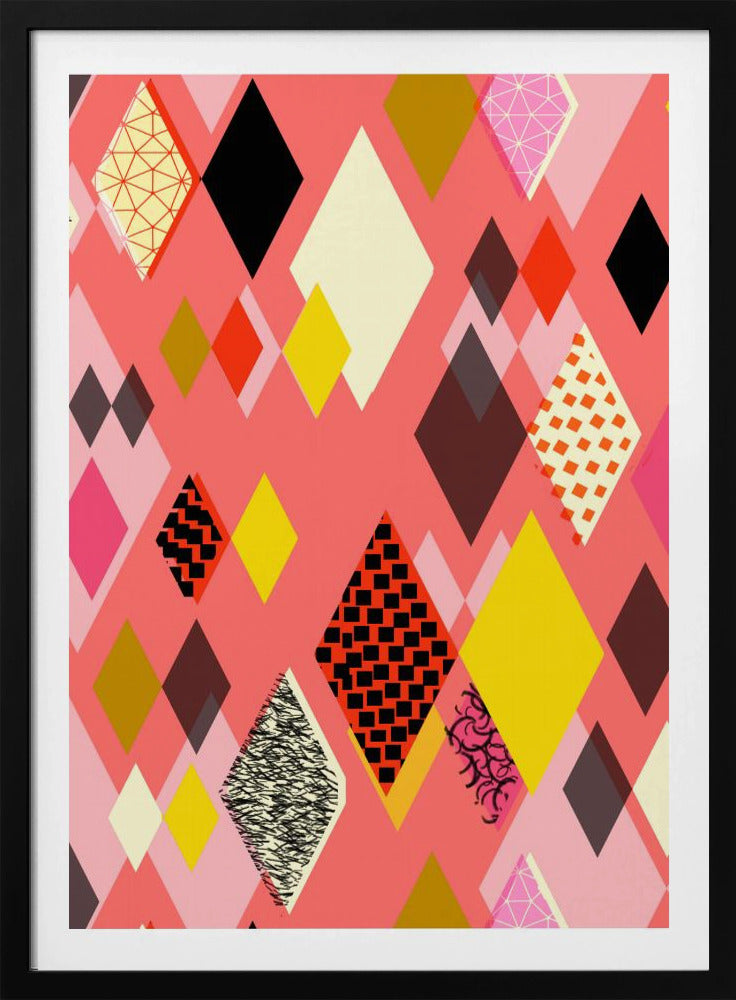 Geometric Patterns With Colorful Diamonds And Shapes | Poster