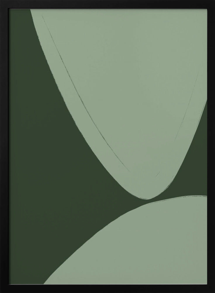 Groene gebogen vormen | Poster