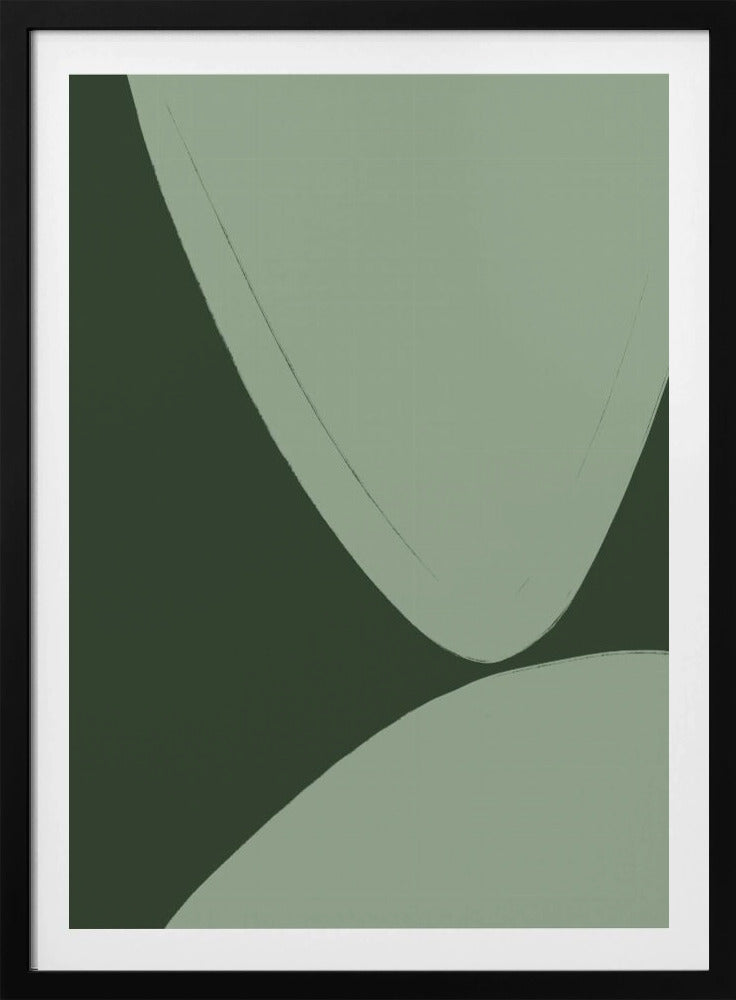 Groene gebogen vormen | Poster