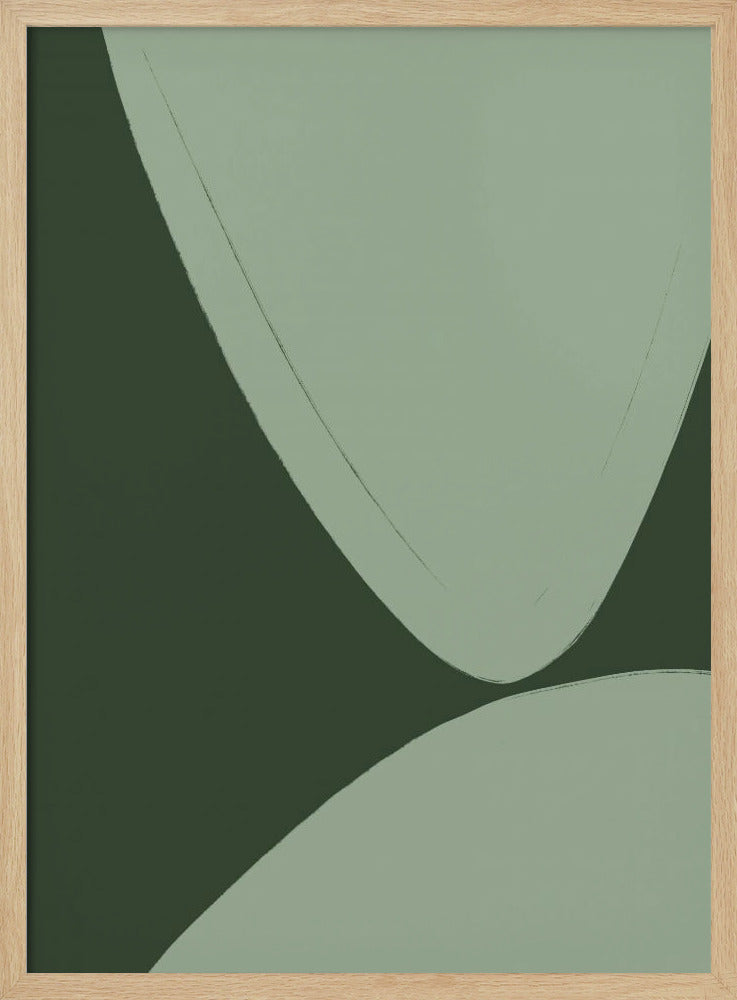 Groene gebogen vormen | Poster