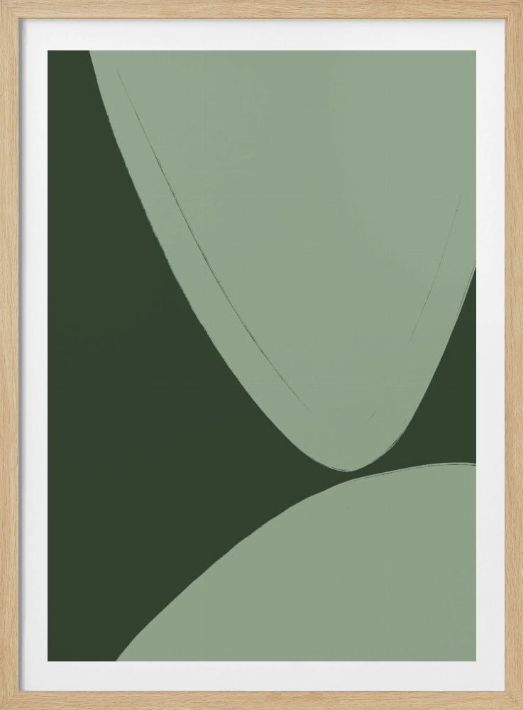 Groene gebogen vormen | Poster