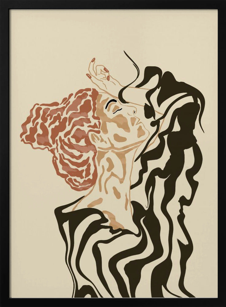 Vrouw in een gestreepte blouse | Poster