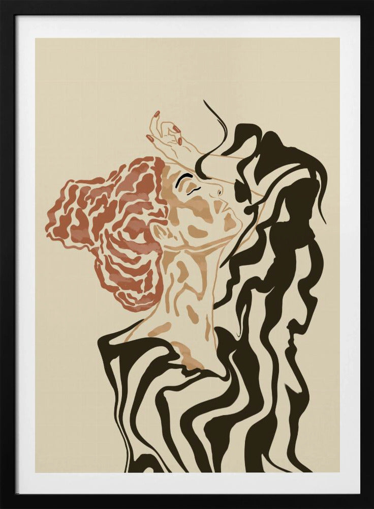 Vrouw in een gestreepte blouse | Poster