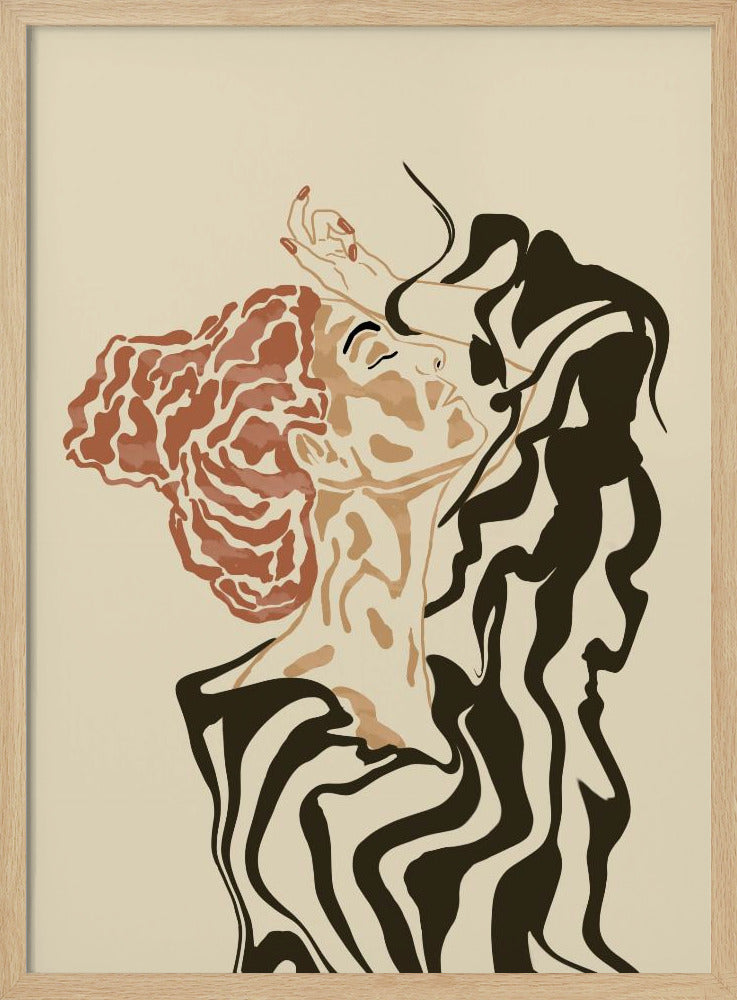 Vrouw in een gestreepte blouse | Poster
