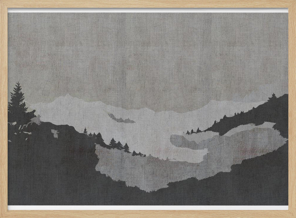 Mistig meerlandschap in inktwasstijl | Poster