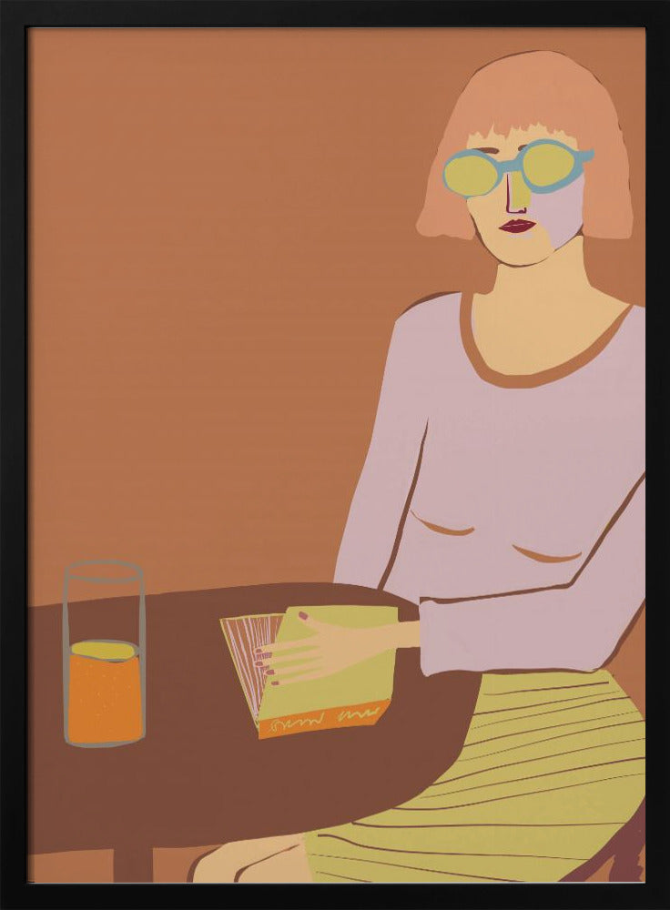 Dame leest met drank | Poster
