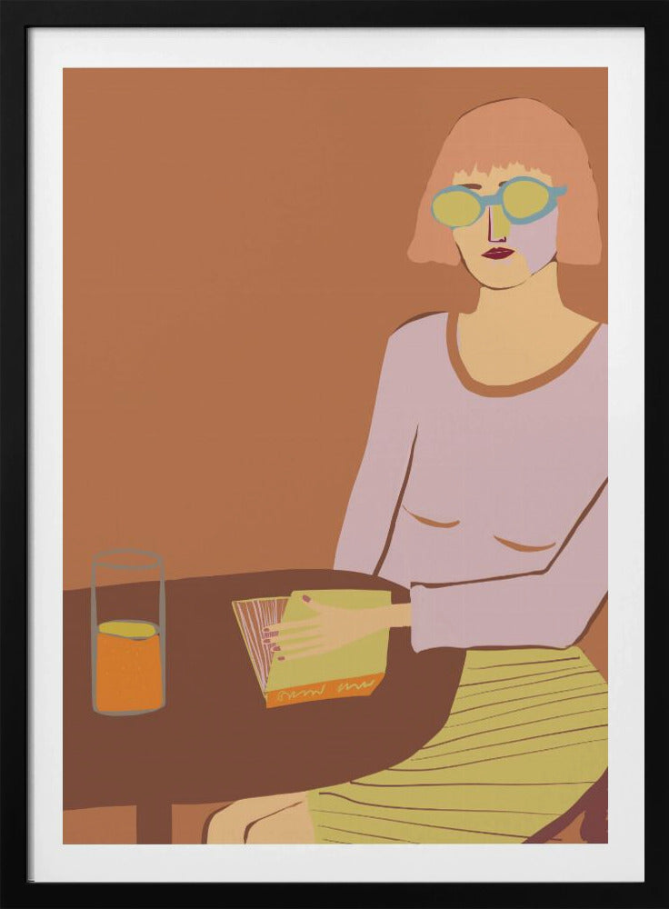 Dame leest met drank | Poster