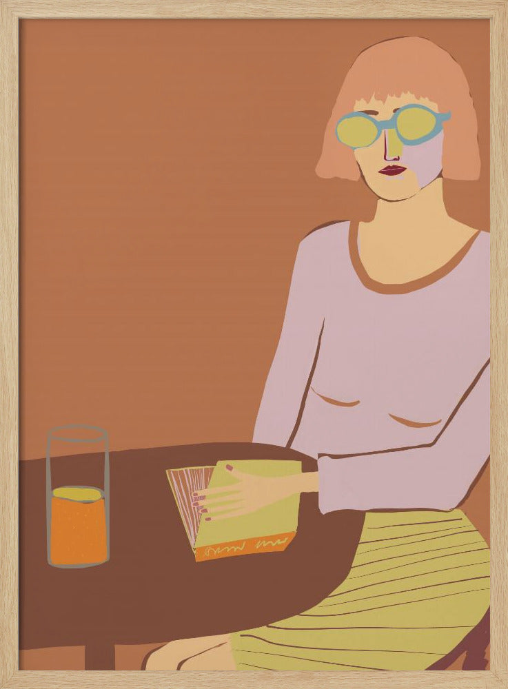 Dame leest met drank | Poster