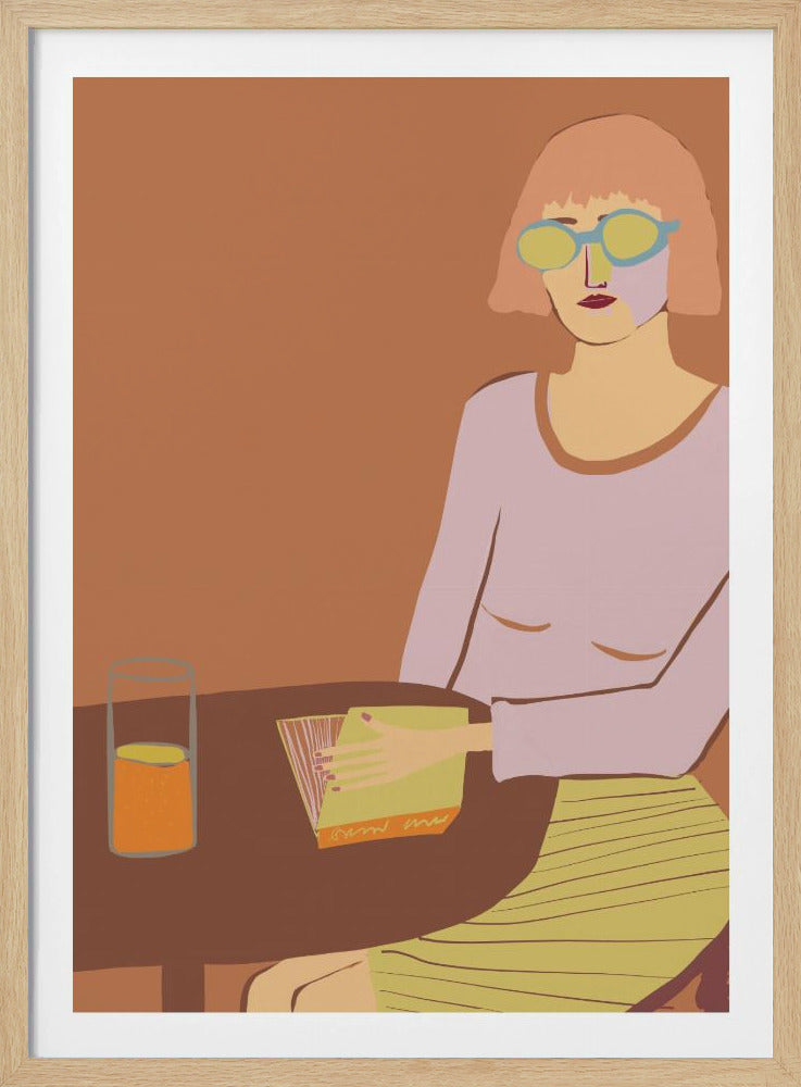 Dame leest met drank | Poster