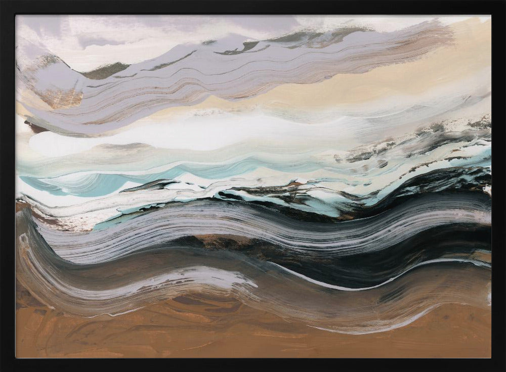 Abstract landschap golven mokka | Poster