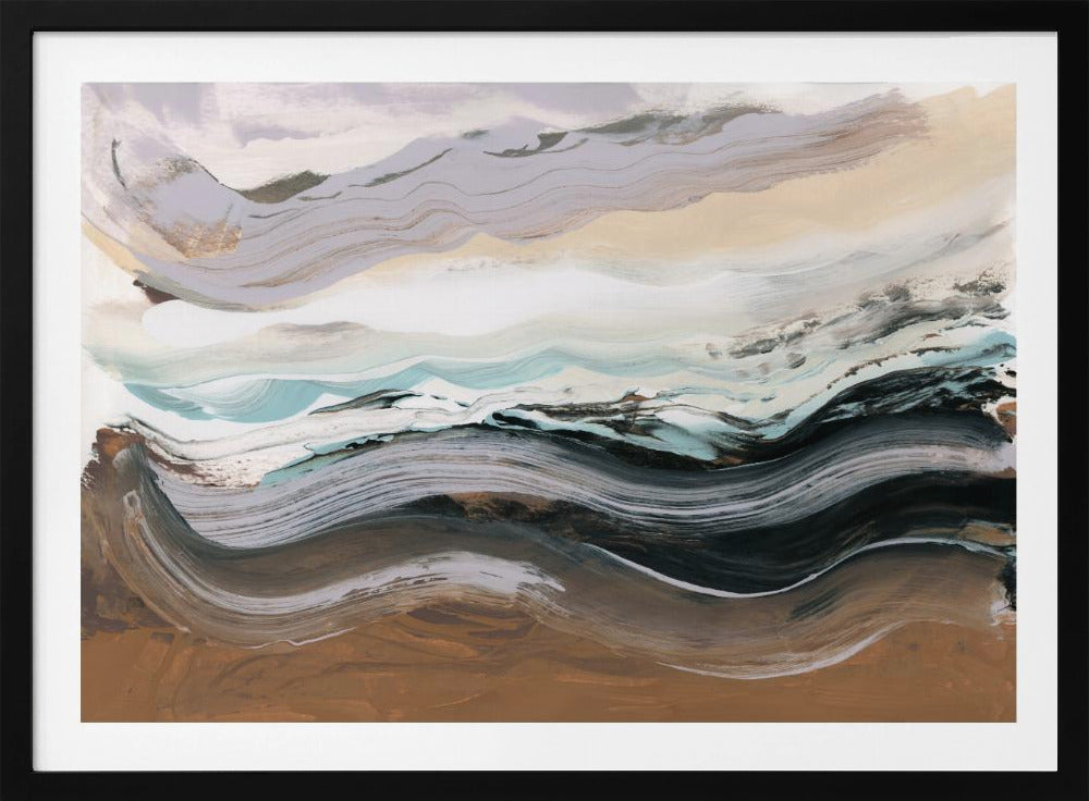 Abstract landschap golven mokka | Poster