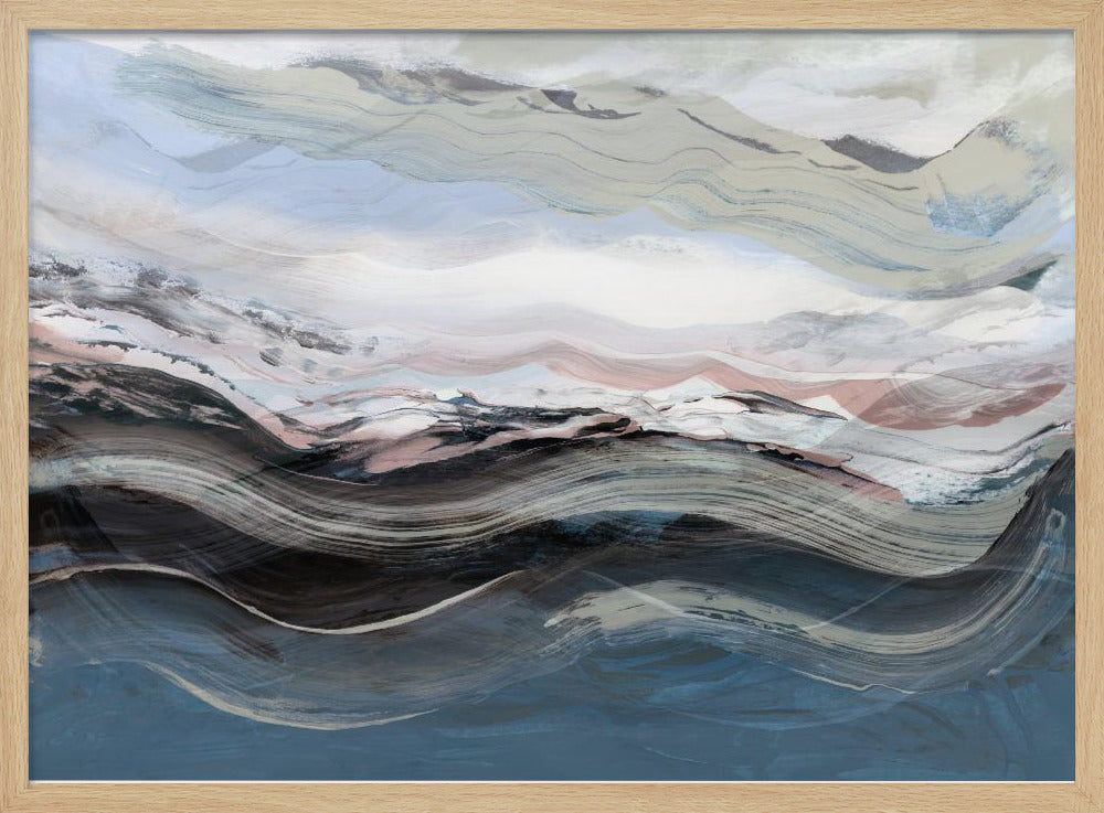 Abstract landschap golven blauw | Poster