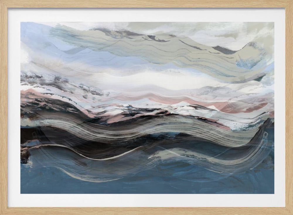 Abstract landschap golven blauw | Poster
