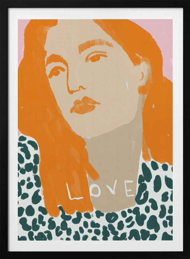 Portret van een vrouw met oranje haar | Poster