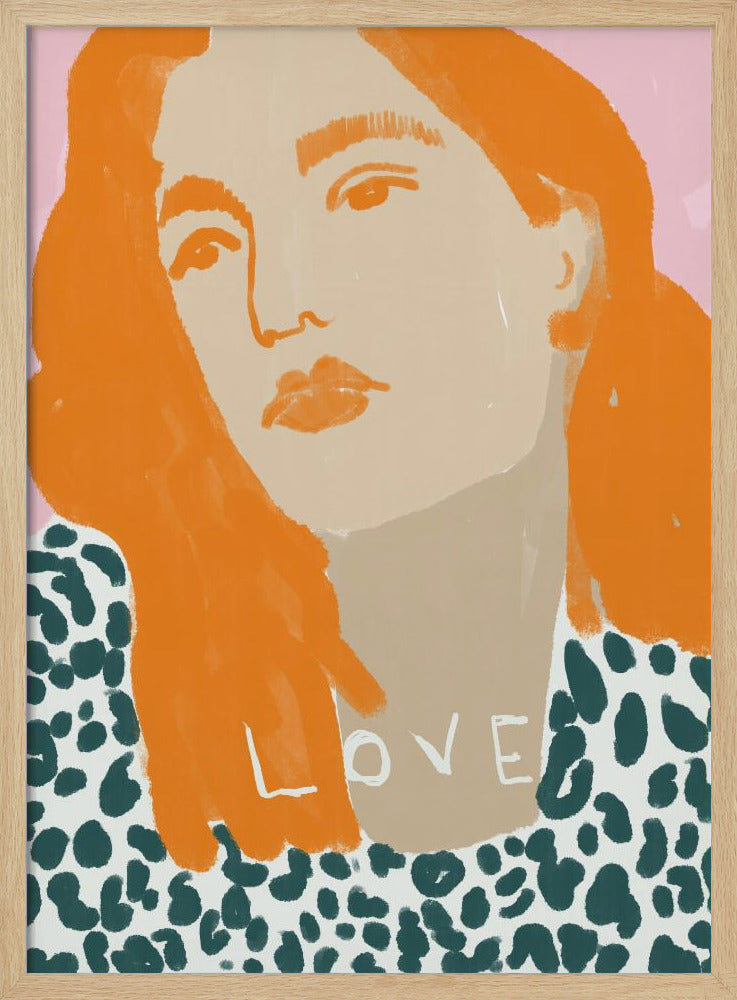 Portret van een vrouw met oranje haar | Poster