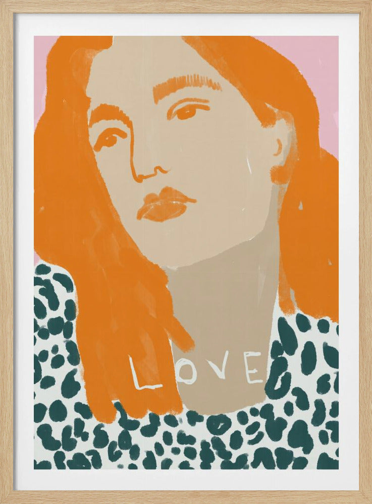 Portret van een vrouw met oranje haar | Poster