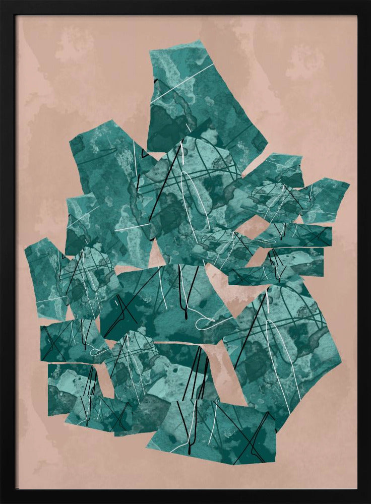 Groene geometrische vormen met textuurpatronen | Poster