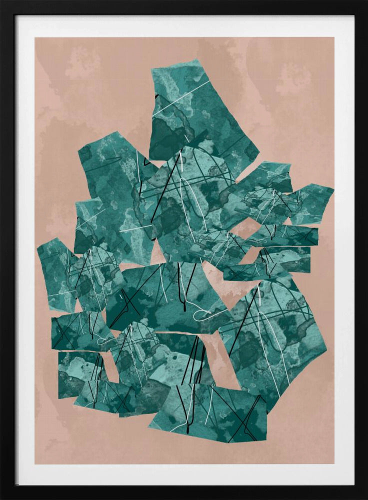 Groene geometrische vormen met textuurpatronen | Poster