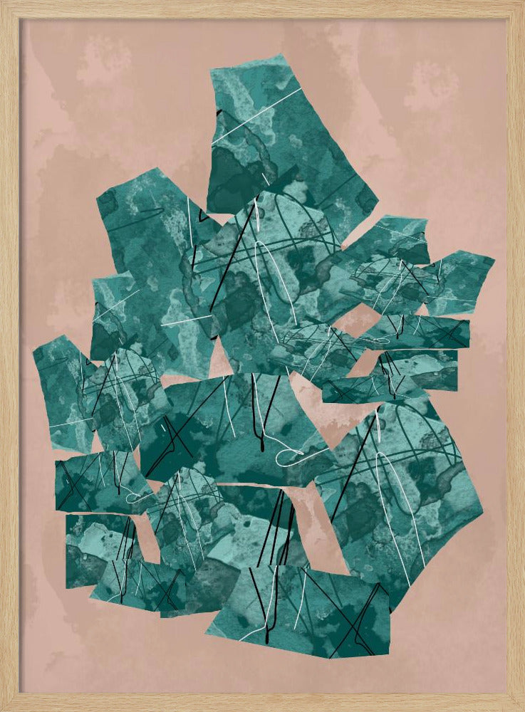 Groene geometrische vormen met textuurpatronen | Poster
