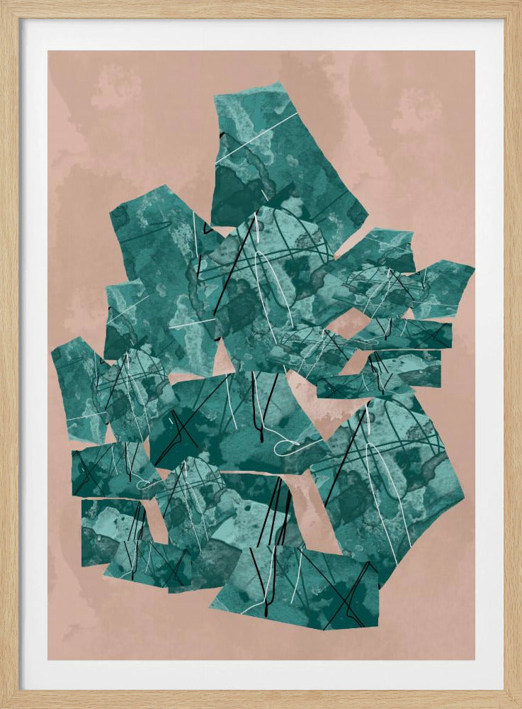 Groene geometrische vormen met textuurpatronen | Poster