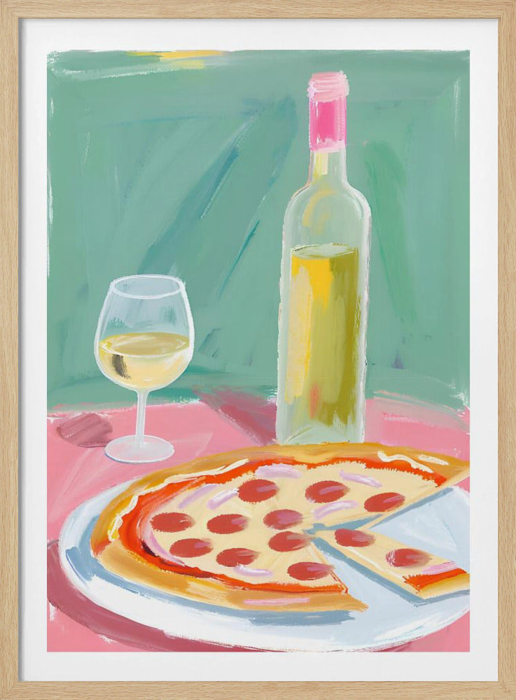 Pizza en wijn | Poster
