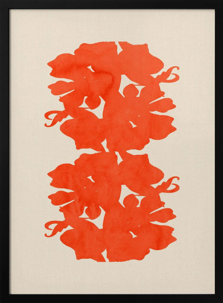 Oranje bloemensilhouetten | Poster