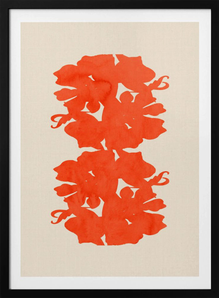Oranje bloemensilhouetten | Poster