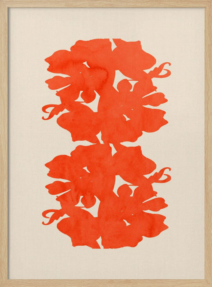 Oranje bloemensilhouetten | Poster