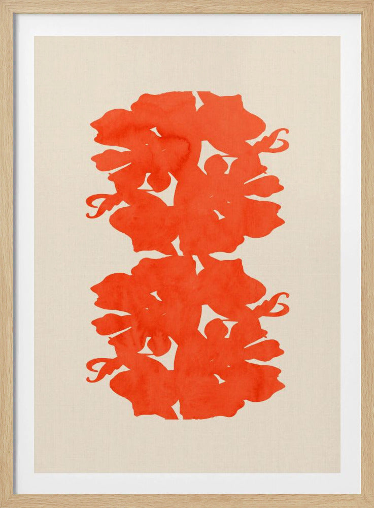 Oranje bloemensilhouetten | Poster