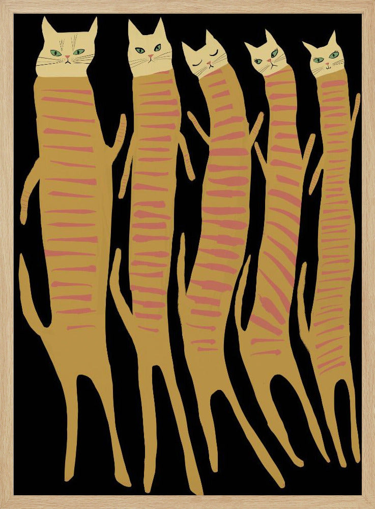Vijf lange katten | Poster