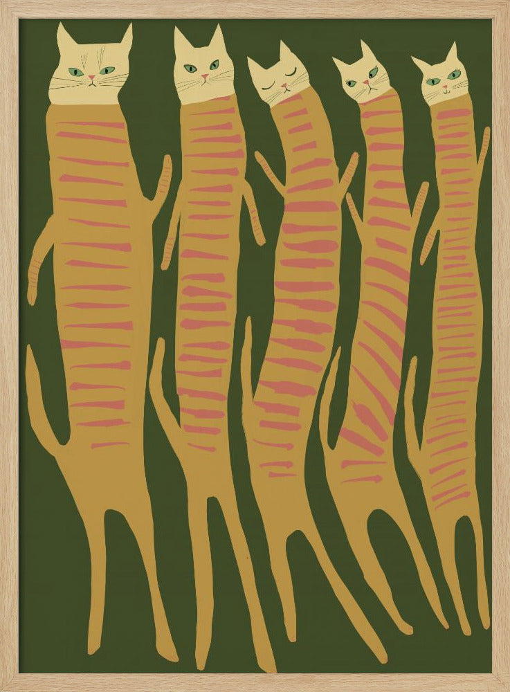 Vijf lange katten | Poster