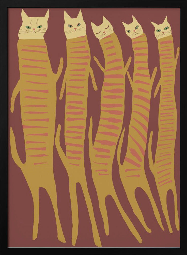 Vijf lange katten | Poster
