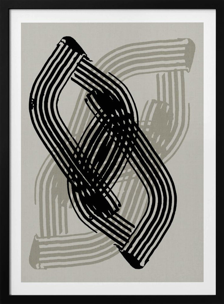 Abstracte curven in zwart en grijs | Poster