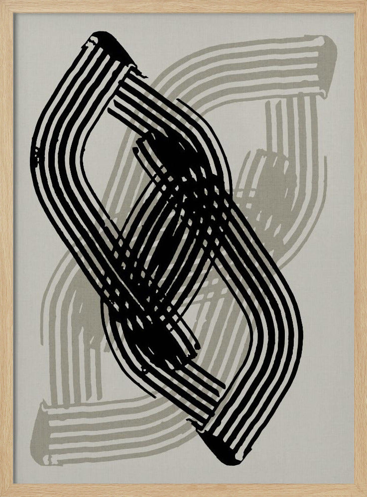 Abstracte curven in zwart en grijs | Poster