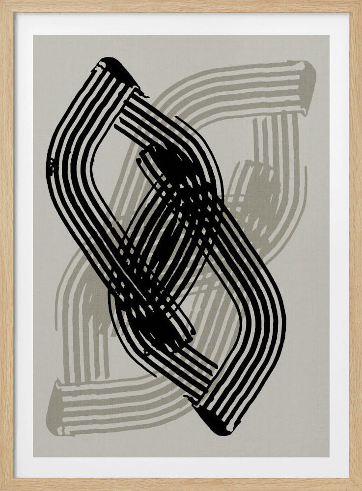 Abstracte curven in zwart en grijs | Poster