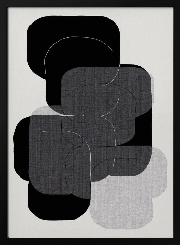 Abstracte vormen in zwart, grijs en wit | Poster