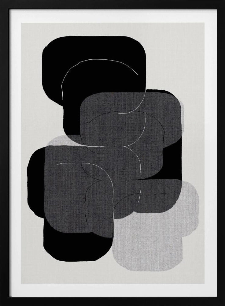 Abstracte vormen in zwart, grijs en wit | Poster