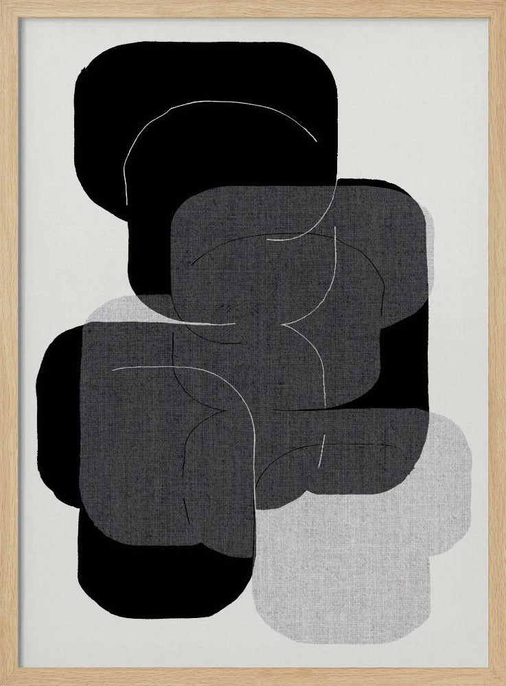 Abstracte vormen in zwart, grijs en wit | Poster