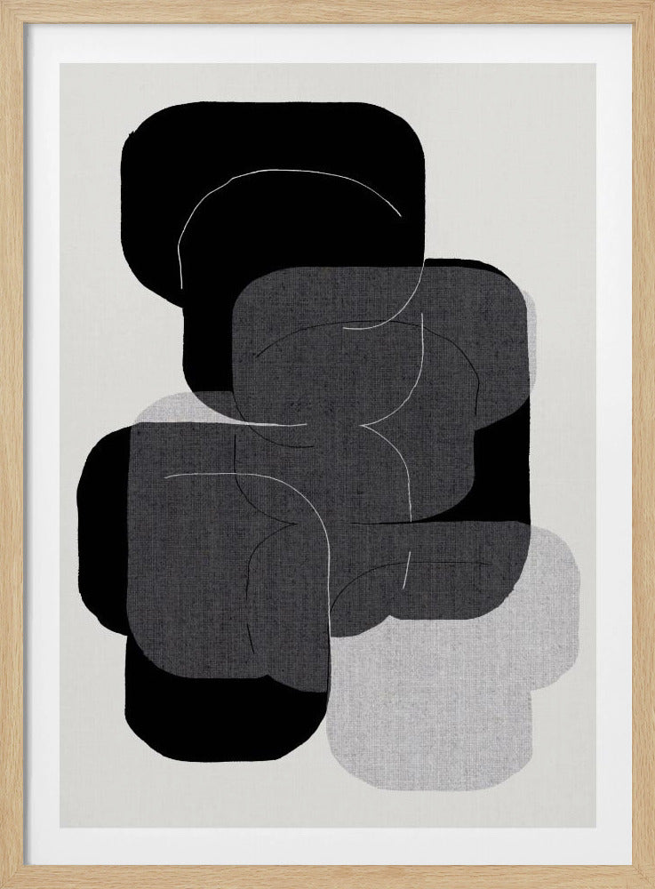 Abstracte vormen in zwart, grijs en wit | Poster