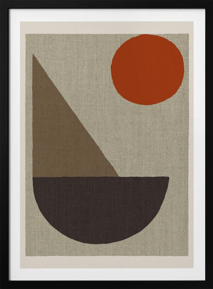Abstracte vormen in aardtinten met rode cirkel | Poster