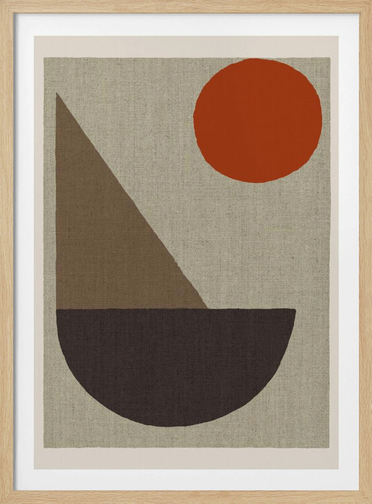 Abstracte vormen in aardtinten met rode cirkel | Poster