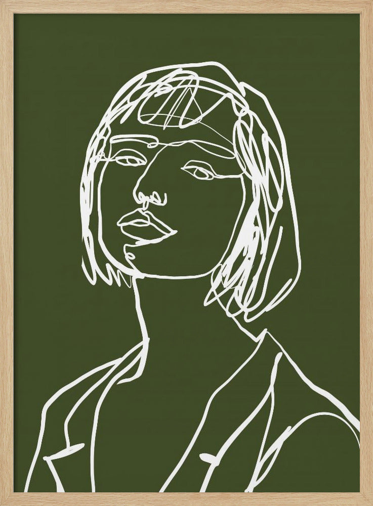 Lijnkunst vrouwelijk groen | Poster
